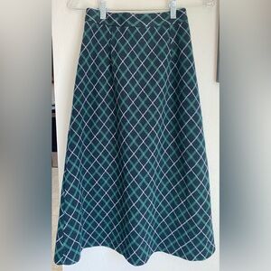 Cider Green & Black Plaid Maxi Skirt